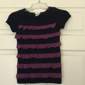 navy blue and purple pants and shirt